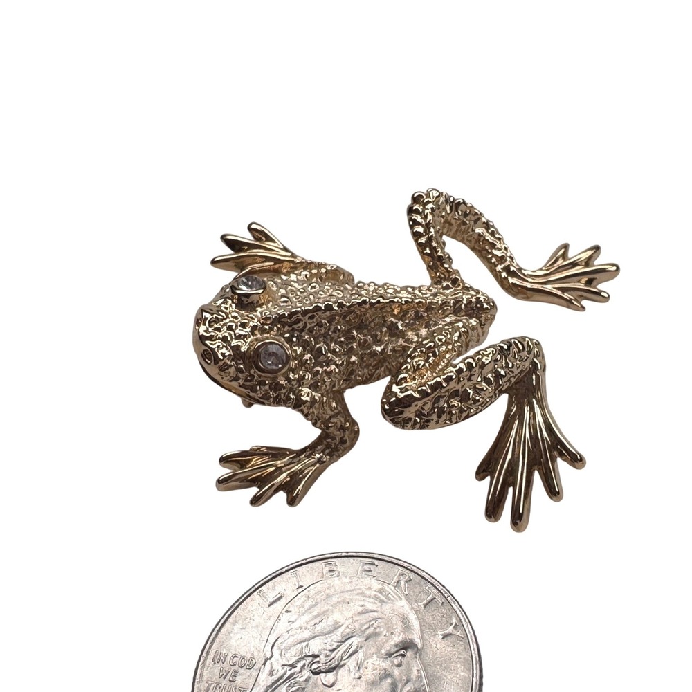 Vintage Swarovski frog brooch gold tone - Picture 2 of 7